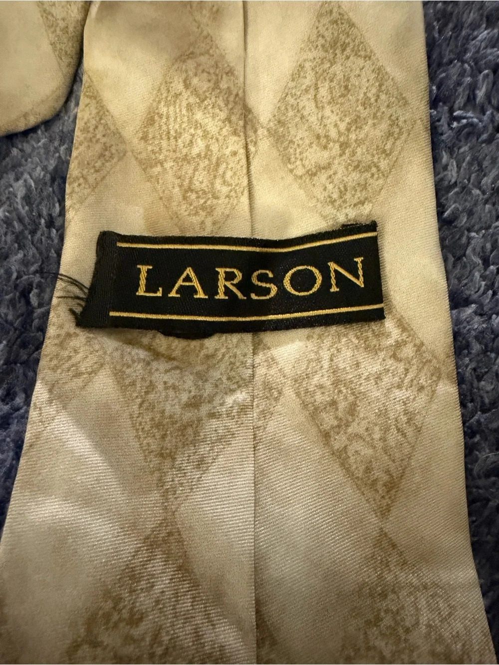 Larson John 3:16 Religious Novelty Tie Beige Argyle Print